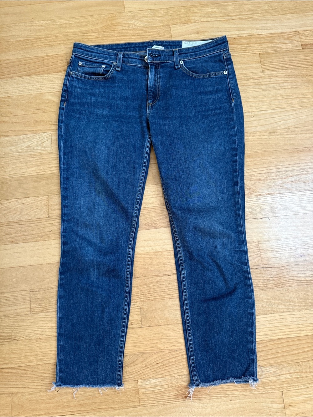 rag & bone Dark Blue Cropped Ankle Jeans
